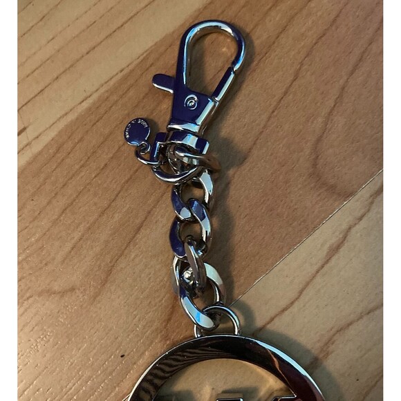 Michael Kors Silver Tone Key Chain Keychain Logo Circular Bag Charm Pendant Fob - Picture 4 of 6